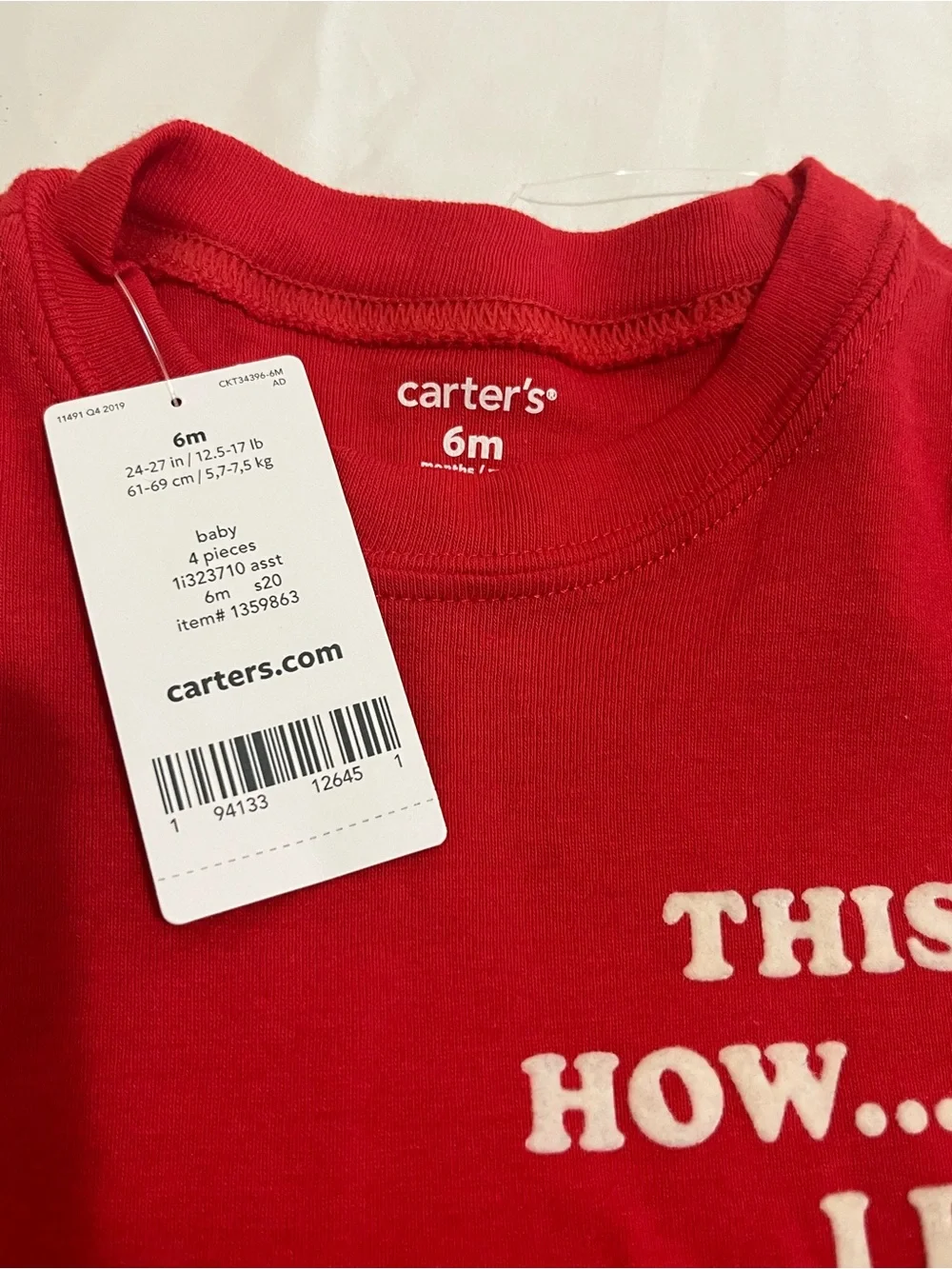 Carter's Red Fire Truck Tee and Navy-Striped Shorts Set Size 6 Months NWT - Picture 4 of 5